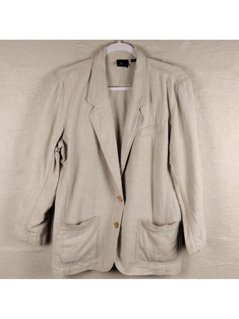 Lizsport Petite Natural Linen Blend One Notched Two Button Classic Blazer Jacket - Picture 16 of 16